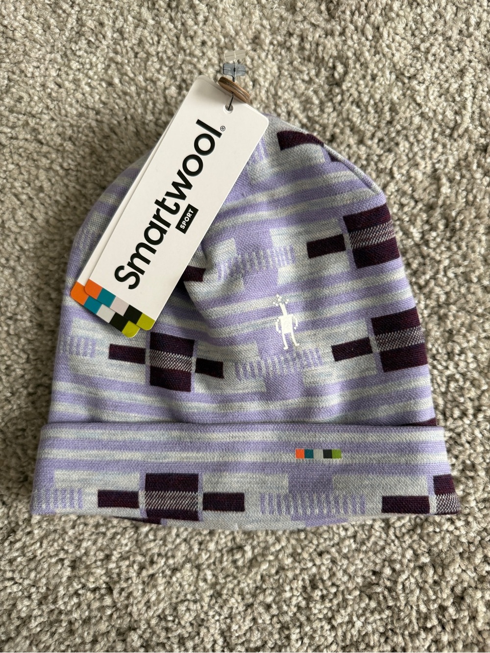 Smartwool Kids Lavender and Dark Purple Patterned Beanie